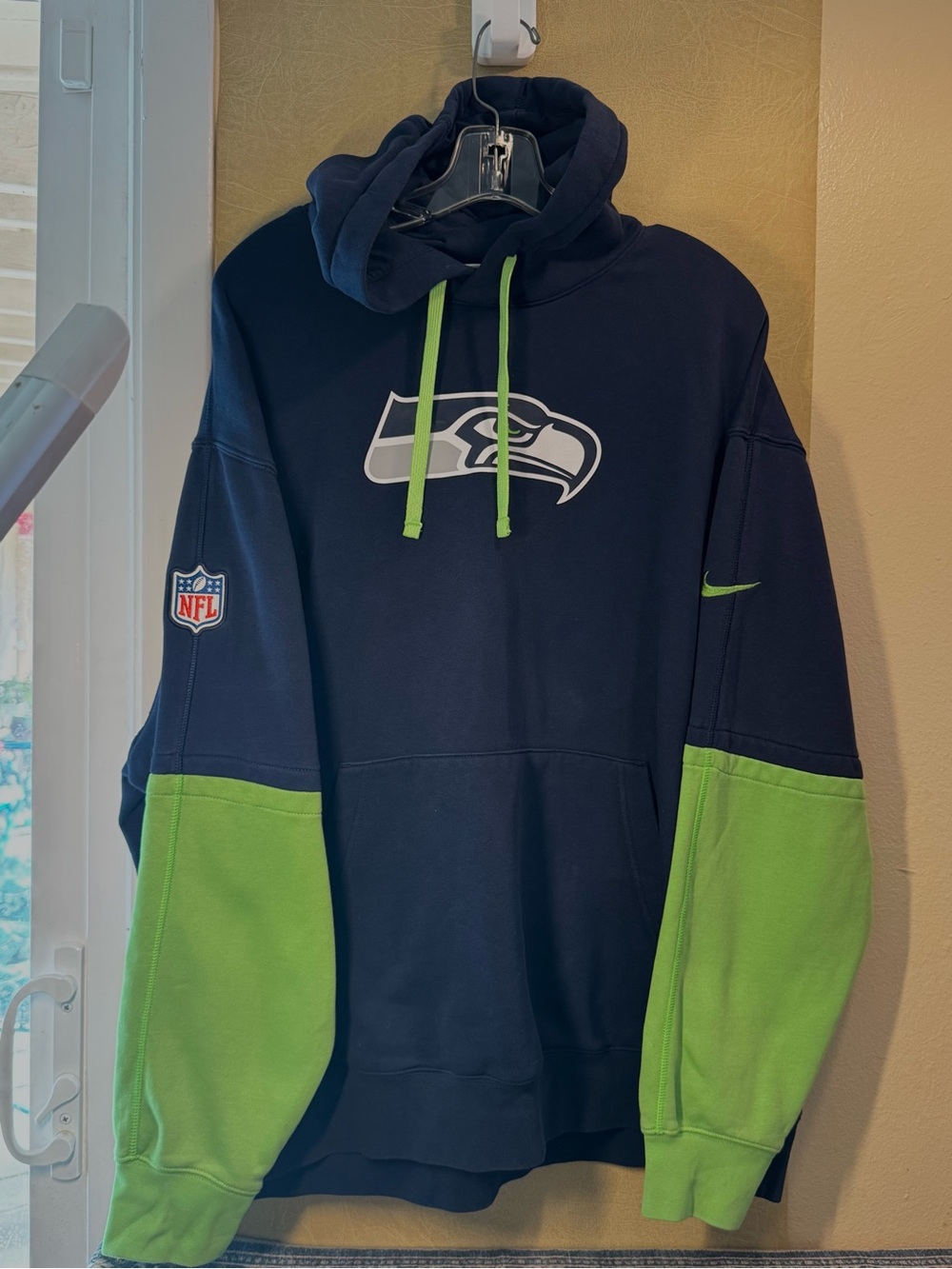 Nike Seahawks Navy & Neon Green Crewneck Hoodie